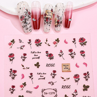 Autocollants pour ongles autocollants Saint-Valentin Rose Cœur Amour Fleur Étoile Décorations de manucure