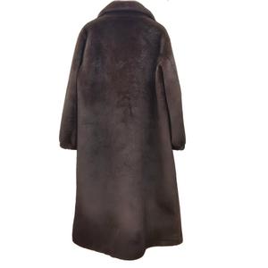क्लासिक लक्जरी लैपल डिजाइन वाइड कॉलर लंबे गहरे भूरे रंग के नकली नकली नकली फर विंडप्रूफ शीतकालीन कोट - Product Image 2