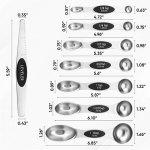 Stainless Steel Magnetic Measuring Spoons Set Strong N45 Magnets Heavy Duty 15ml Capacity Fits Most Spice Jars - Product Image 3