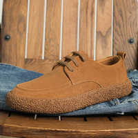 Chaussures basses en cuir suédé véritable pour hommes, nouveau modèle printemps 2023, à lacets, antidérapantes, avec logo embossé, style rétro décontracté, motif animalier