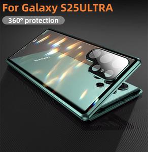 Cubierta completa de 360 grados Anti Peep Electroplate Metal vidrio templado magnético a prueba de golpes <span class=keywords><strong>funda</strong></span> de teléfono para S25 S24 S23 S22 - Product Image 2