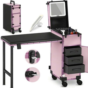 <span class=keywords><strong>Table</strong></span> de <span class=keywords><strong>manucure</strong></span> portable professionnelle rose pour salon de beauté - Product Image 3