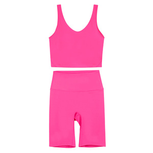 Soutien-gorge de sport actif pour femmes en forme de U pour femmes costumes de Fitness haut de Yoga et ensemble de shorts de cyclisme ensembles de Yoga grande taille - Product Image 6