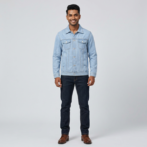 Veste en jean pour hommes pour l'hiver Vêtements longs boutonnés de grande taille Manteaux pour hommes - Product Image 1