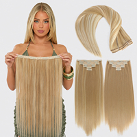 Extensioni per capelli sintetiche Julianna all'ingrosso, con clip, 7 pezzi, corte, 18 pollici, in fibra Kanekalon Futura, effetto Yaki liscio