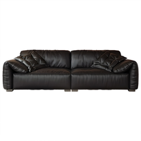 Deep Wide Comfortable Soft 3-Sitzer Sofa garnitur Möbel Italienisches Luxus Schwarz Schnitts ofa aus Leder für Büro und Zuhause