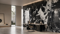 Îlot de cuisine, salle de bain, chambre à coucher, dalle de marbre naturel poli sur mesure pour appartement intérieur