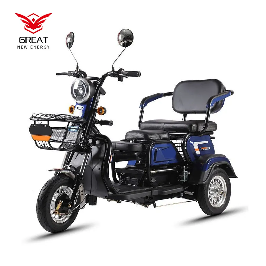 Triciclo elétrico de 3 rodas para bicicleta, scooter de mobilidade 500w, 3 assentos ajustáveis, triciclo elétrico de 3 rodas e recém-projetado