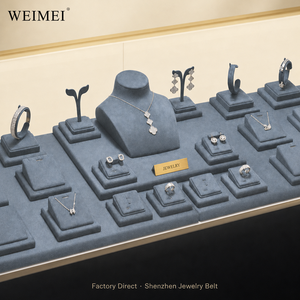 WEIMEI OEM Présentoir de rangement pour bijoux en microfibre bleue pour bagues, colliers, boucles d'oreilles, pour vitrine et armoire haute - Product Image 2