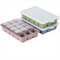 Moules à glaçons en silicone sans BPA avec couvercle, pour aliments, empilables, 15 cavités, démoulage facile