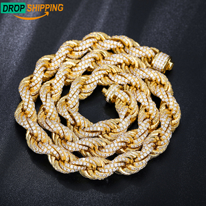 Dropshipping 패스 다이아몬드 테스터 아이스 아웃 Moissanite 로프 체인 925 스털링 실버 실험실 보석 트위스트 목걸이 남성용 - Product Image 1