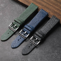Bracelet de montre en cuir de raie véritable fait main, grain de perle exotique, bracelet de montre en peau de diable pour homme, bracelet de remplacement de luxe