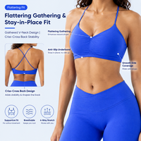 Ensemble de yoga sans couture pour femme : Soutien-gorge de sport dos croisé et leggings taille en V, extensible dans les 4 sens, séchage rapide, doux comme des nuages, pour fitness et entraînement