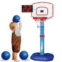 Panier de basket-ball réglable pour enfants - Mini panier de basket-ball d'intérieur avec lumières LED et tableau de score électronique pour les enfants de 1 à 12 ans