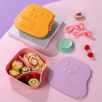 Fiambrera Bento de plástico a prueba de fugas para niños con 3 compartimentos Fiambrera Bento portátil sin Bpa para alimentos de grado alimenticio para niños