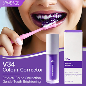 Pasta Dental Correctora de Color Morado <span class=keywords><strong>V34</strong></span> al por Mayor, Blanqueamiento Dental Instantáneo, Sin Peróxido, Sabor a Menta, 30 ml - Product Image 1