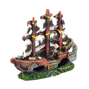 Décoration d'<span class=keywords><strong>aquarium</strong></span> vintage en forme de navire coulé, petit ornement de ruine de bateau pour <span class=keywords><strong>aquarium</strong></span>, cachette en résine pour Betta et petits poissons - Product Image 1