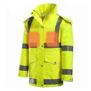 Windproof pin Powered nước nóng áo không thấm nước Phản quang nước nóng Áo khoác an toàn cao khả năng hiển thị nước nóng quần áo