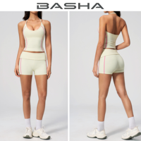 Ensemble de sport 2 pièces respirant et extensible pour femme : débardeur dos nu et short taille haute, séchage rapide, idéal pour la course et le yoga