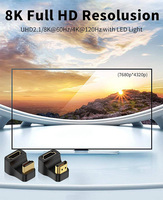 Adaptador en Forma de U de 180 Grados 8K HDTV 2.1, Adaptador HDTV Macho a Hembra de 48 Gbps con Indicador LED para Laptop, HDTV, PS5