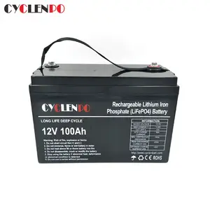 Deep cycle 12v lifepo4 100 amp hour lithium phosphate battery 100ah