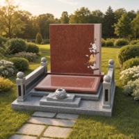Nisan Granit Merah India Terbaru yang Trendi, Dapat Disesuaikan dan Dipersonalisasi untuk Makam di Pemakaman