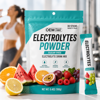 Poudre d'hydratation électrolytique en sachets, mélange pour boisson, OEM ODM, marque privée, approvisionnement en vrac, sachet individuel, emballage personnalisé, soulagement du stress, sommeil