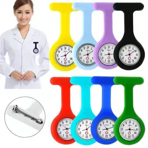 Reloj de silicona con puntero negro especial para enfermera, cronógrafo de bolsillo con logotipo impreso directo del fabricante, multicolor