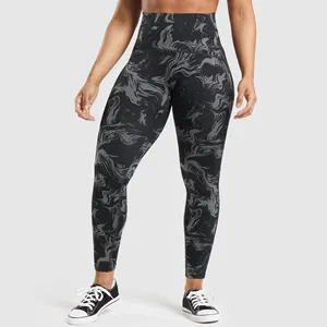 Fitness Running Woman Polyester Sublimation Paisley Printed High Waist Leggings For Workout