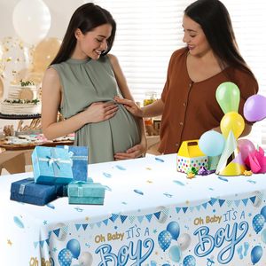 <span class=keywords><strong>Azul</strong></span> bebé niño ducha decoraciones plástico a prueba de aceite impermeable desechable cuadrado personalizable moderno <span class=keywords><strong>mantel</strong></span> - Product Image 3