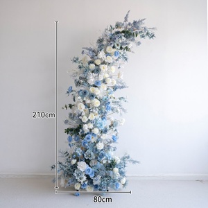 Décoration de mariage, arche de fleurs artificielles bleues mélangées, fond pour photographie, événement extérieur, cérémonie, scène LQHL010 - Product Image 1
