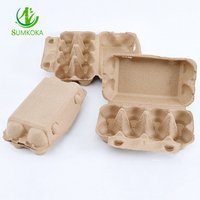 SUMKOKA Boîtes à œufs recyclables personnalisées de 8,1 pouces, boîtes à œufs jetables à 8 compartiments, plateau à œufs en pulpe moulée, boîte en carton