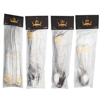 Moyen-Orient marché Offre Spéciale plaqué or couverts en acier inoxydable 6 pièces couteau de Table cuillère fourchette avec tête carte PVC sac emballage