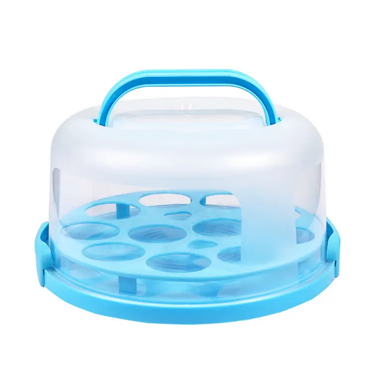 Wholesale Round Cupcake Containers Box BPA-Free Plastic Cake Holder Portable Cake Stand with Lid Cake Keeper Cover with Handle