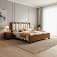 Lit double en bois avec tête de lit rembourrée en éponge haute élasticité, minimaliste et luxueux, sans affaissement, vente chaude