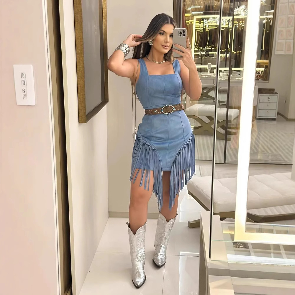 knee length dresses for ladies ZAPAKA Women Ivory High Low Boho Dress A Line Spaghetti Straps Ruffled Tiered Graduation Ceremony Dress, Sky Blue / AU6