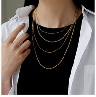 Collier Chaîne Universelle FY Tendance en Acier Inoxydable Plaqué Or 18K, Types Mailles Box, Serpent, Corde, Figaro, Lèvres, Collier Chaîne Fine Superposable pour DIY