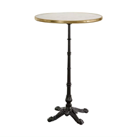 Table à manger blanche de style français moderne avec base en métal doré, écologique, résistante aux intempéries, pour usage extérieur en hôtel