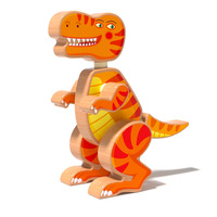 YD TOYS Rompecabezas Magnético de Madera Hecho a Mano para Niños, Dinosaurio Jurásico, Bloques de Construcción 3D Cortados con Láser, 50 Piezas, Coordinación Mano-Ojo