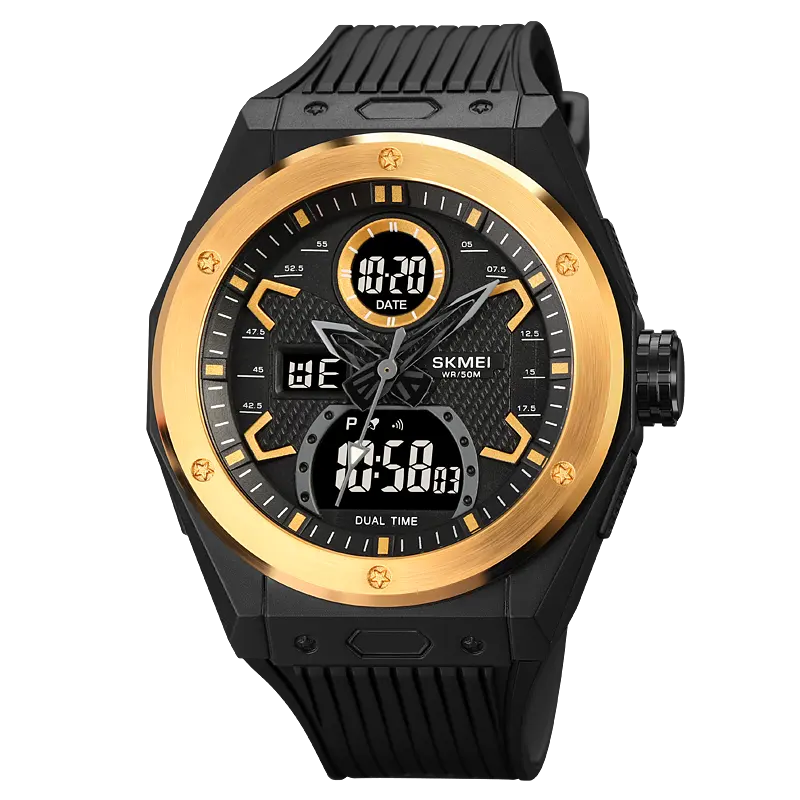 SKMEI jam tangan olahraga digital pria, arloji analog plastik tahan air untuk olahraga 2013
