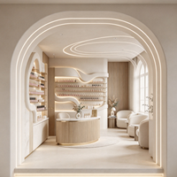 Station de travail en bois personnalisée pour manucure, chaise légère avec éclairage LED, finition stratifiée, décoration élégante pour salon de manucure