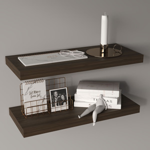 Floating <b>Shelves</b> Dark Oak 2 <b>Shelves</b> 1.50 In H <b>Wall</b> Display Storage - Product Image 2