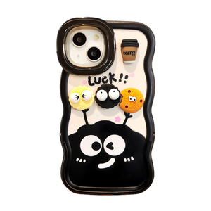 Mignon Oreille Poupée Lanière Invisible Double Titulaire Vague Bord TPU Housse de Téléphone Portable pour <span class=keywords><strong>Iphone</strong></span> <span class=keywords><strong>12</strong></span> 13 14 15 16 Pro Max - Product Image 1