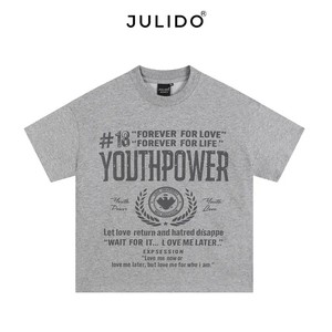 T-shirt basique pour homme Youthpower, 100% coton, 220g, écologique, respirant, coupe ample, streetwear pour les marques de mode - Product Image 2