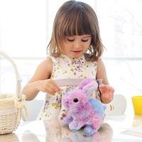Lapin en peluche interactif électronique qui marche, qui parle, qui saute, avec une queue qui bouge et une tête qui secoue, jouet en peluche éducatif