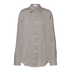 Seda viscosa satén mujer camisa manga larga rayas elegante suave negocios blusa fábrica OEM - Product Image 6