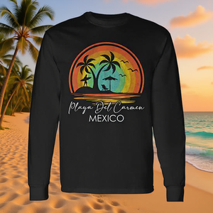 Camiseta de Manga Larga con Diseño Tropical de Playa Del Carmen, México, para Vacaciones de Verano - Product Image 3