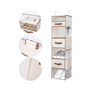Factory Hanging Closet Organizer Foldable <b>6</b> Shelf Clothes Organization With <b>Drawers</b> - Product Image 4