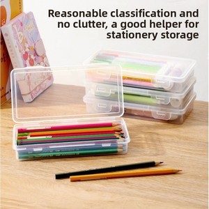 GREENSIDE 35L 10kg Grand ensemble de trois boîtes de rangement transparentes en plastique pour papeterie, étui à crayons empilable pour étudiants, idéal pour les croquis et le rangement des pinceaux - Product Image 3