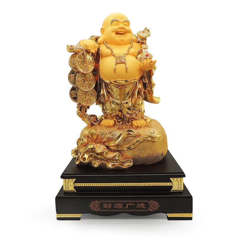 Dropship Feng Shui Small Golden Home Decor Gift Cheap Fat Laugh Buddha For Money